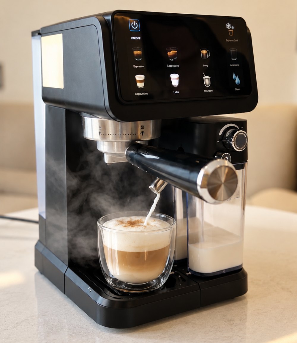 Кофемашина Yamora YM 470 готовит капучино